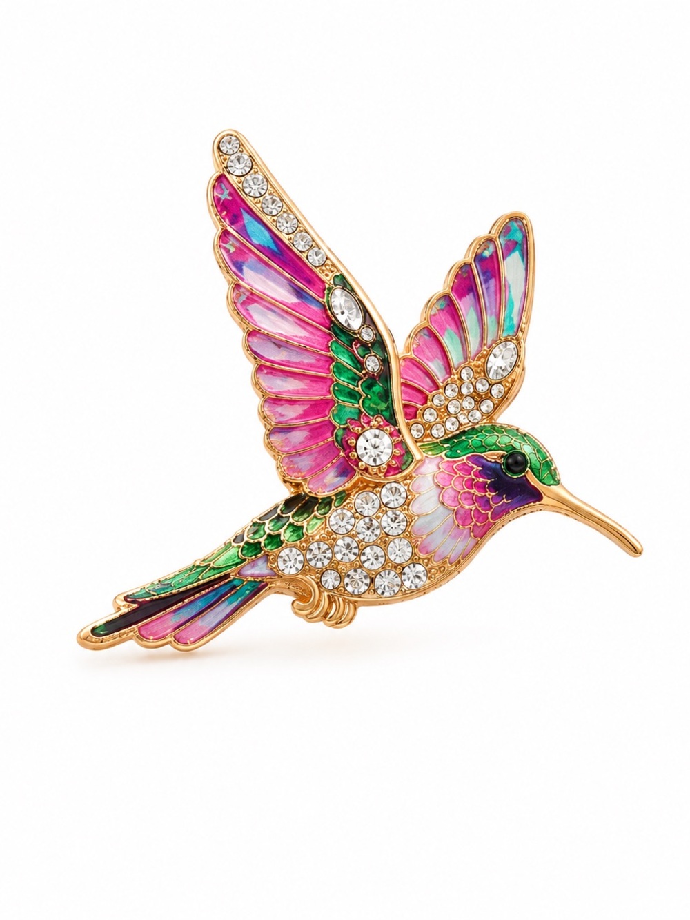 Colorful Rhinestone Hummingbird Brooch Pin -NEW